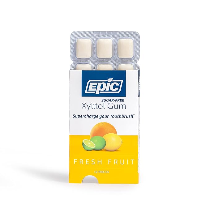 Epic 100% Xylitol Fresh Fruit Chewing Gum - Sugar Free, Aspartame Free Dental Gum - Supports Oral