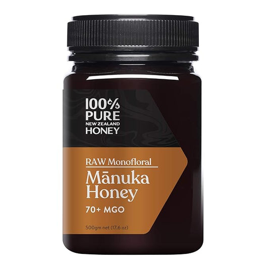 100% Pure New Zealand Honey - MGO 70+ Monofloral Mānuka Honey, 100% Pure New Zealand Raw Mānuka
