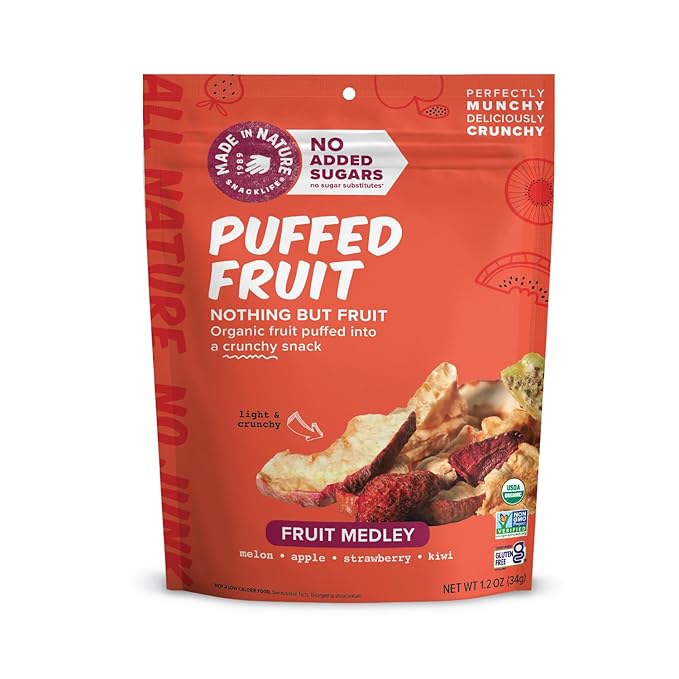 Made In Nature Organic Puffed Fruit Medley, 1.2 Ounce (Pack of 6) ??Fruit Variety Pack, Vegan