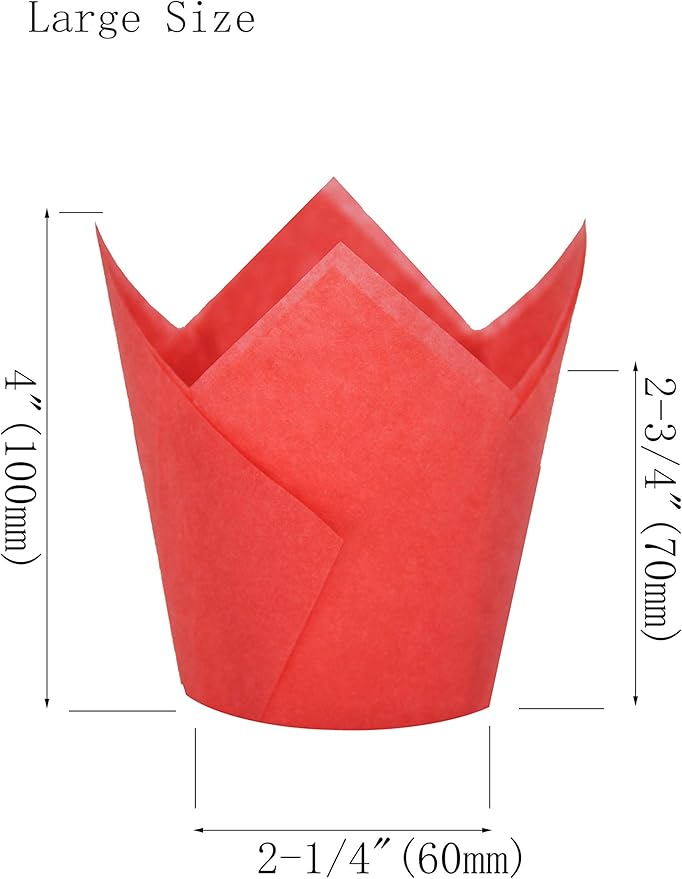Large Greaseproof paper Wrappers Muffin Baking cupcake cups liners, 2-1/4" x 4" Natural,Red,Yellow