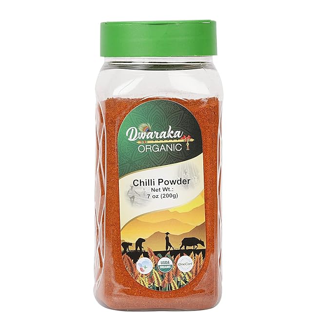 Dwaraka Organic - Chili Powder, 7oz, Healthy, Organic, Non GMO, All Natural
