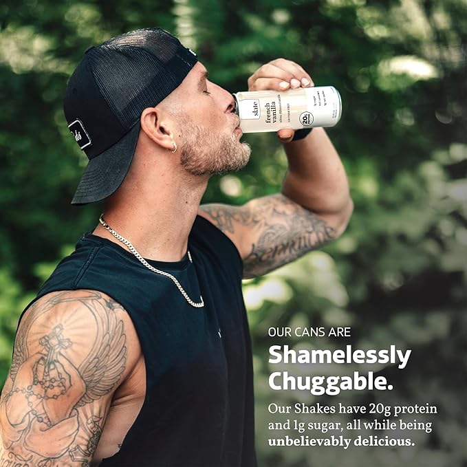 Slate Milk - High Protein Milk Shake - French Vanilla - Lactose Free, 20g Protein, 1g Sugar, 100