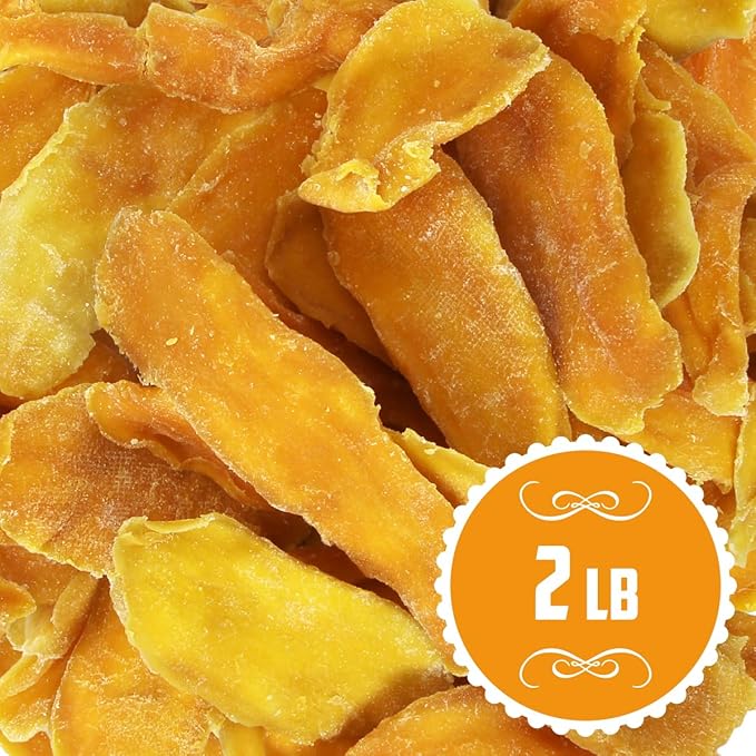Dried Mango Slices - Soft & Juicy Sweet Dried Mango Slices Healthy Snack Delicious Texture, Chewy
