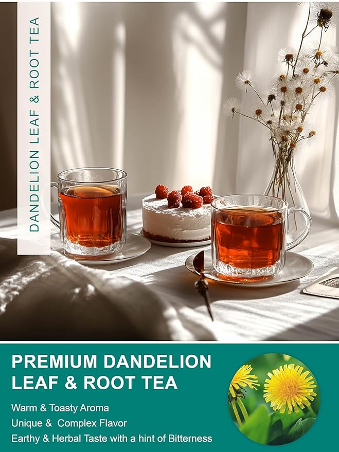 TeeLux Dandelion Leaf & Root Tea Bags, Natural Roasted Dandelion Root with Fresh Dandelion Leaf