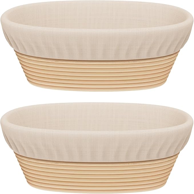 Sondiko Oval Sourdough Proofing Basket 2 Pack, Handmade Sourdough Bread Baking Supplies, Banneton