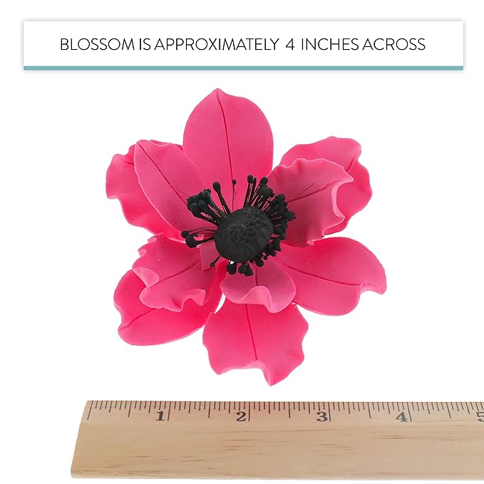 Global Sugar Art Anemone Wind Flower Sugar Cake Flowers Hot Pink, 3 Count by Chef Alan Tetreault