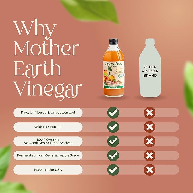 Mother Earth, Organic Apple Cider Vinegar with The Mother, Fresh Pressed Organic Apples, OACV, ACV