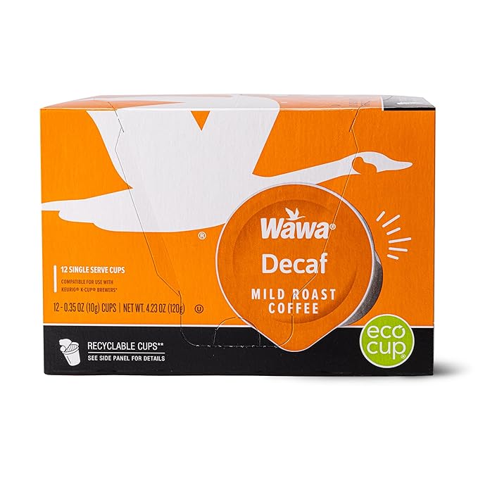 Wawa Mild Roast Single Cup Decaf Coffee Pods, 72 Pods, 6 Boxes, Regular Smooth & Balanced Classic