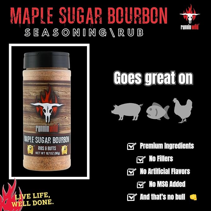 Delightfully Sweet & Smoky Maple Bourbon BBQ Seasoning Rub ??Rich Gourmet Maple Sugar Flavor That