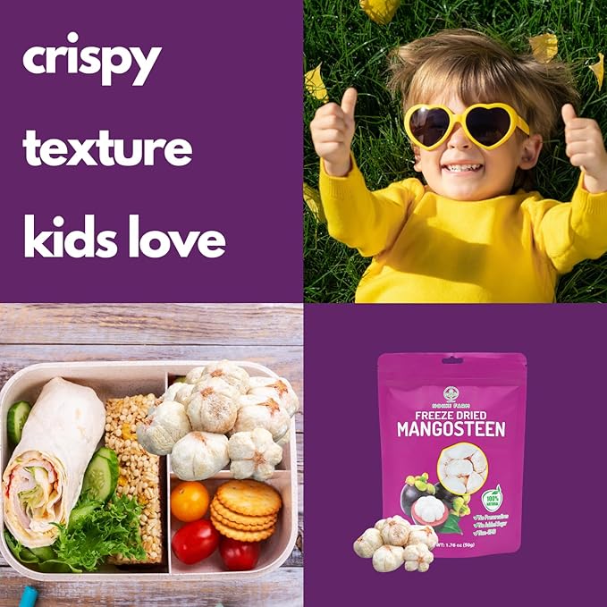 NOKKI FARM Freeze Dried Mangosteen - Healthy & Exotic Tropical Fruit Snacks, No Added Sugar or