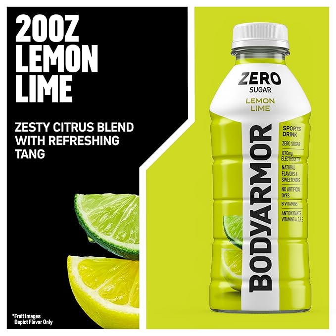 BODYARMOR ZERO Sugar Lemon Lime, Sugar Free Sports Drink - Low-Calorie Hydration - Natural Flavors