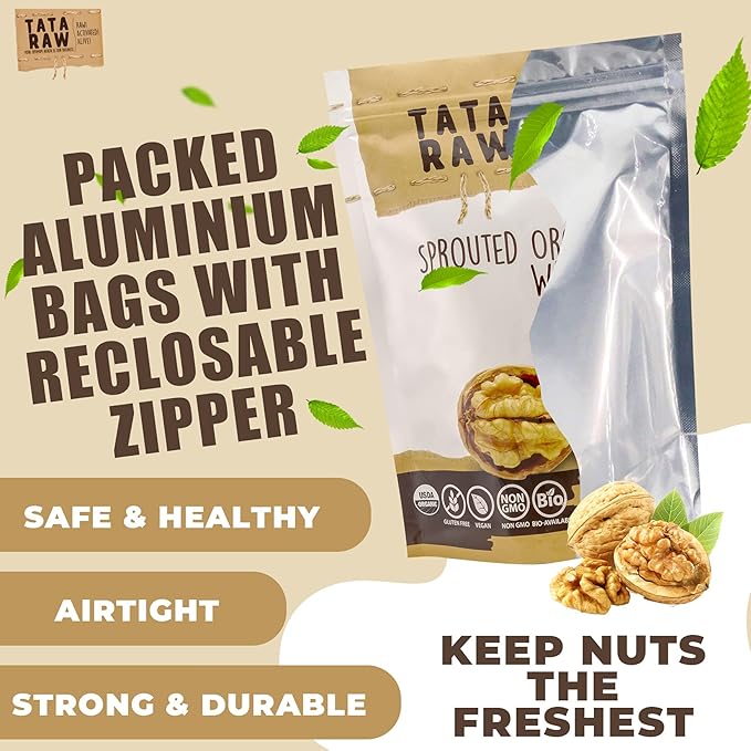 TATA RAW - Sprouted Organic Walnuts - PLAIN. Nothing Added - 5 lb