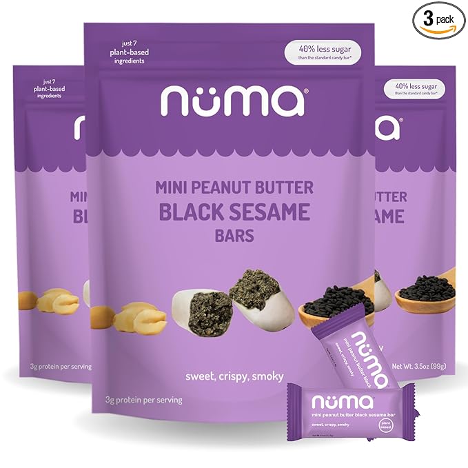 Mini Peanut Butter Black Sesame Bars – Vegan, Low Sugar, High Protein, Low Calorie, All Natural
