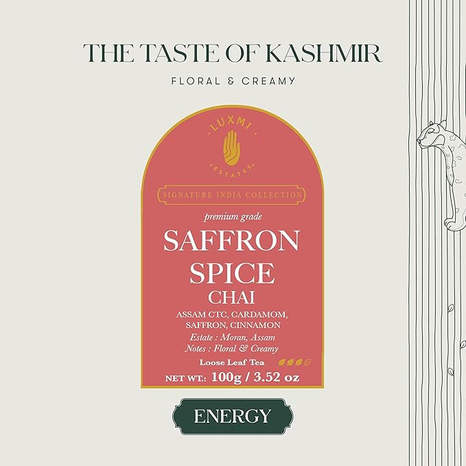 Luxmi Estates Saffron Chai | 100 gm | Signature India collection | Assam CTC Tea | Black tea