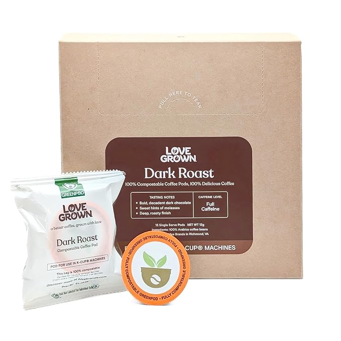 Love Grown Compostable Coffee Pods - Compatible with Single-Serve Brewing Machines - 100% Arabica