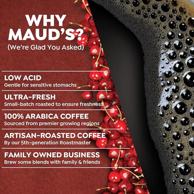 Maud's Cherry Flavored Coffee Pods, 18 ct, Medium Roast Flavored Coffee in Recyclable Single Serve