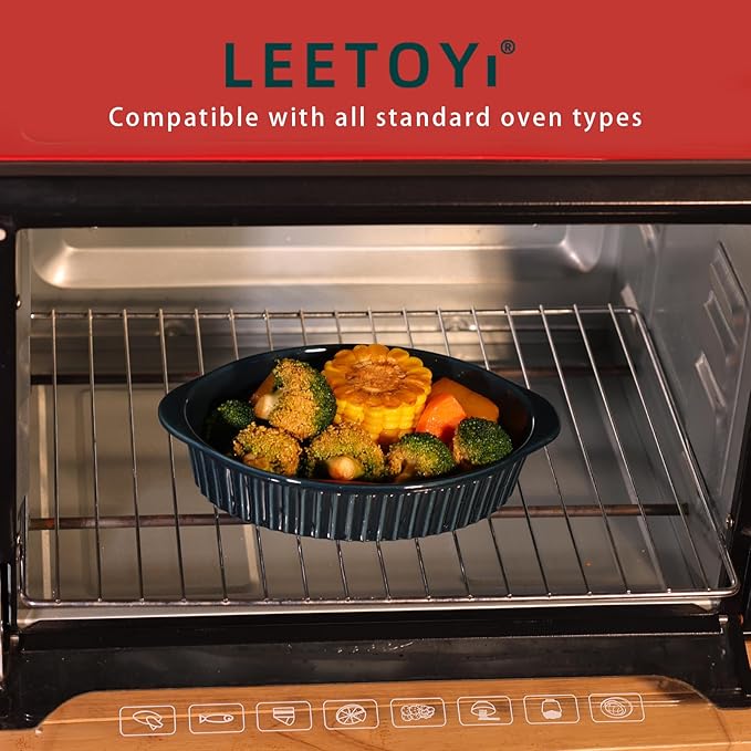 LEETOYI Porcelain Small Oval Au Gratin Pans,Set of 4 Baking Dish Set for 1 or 2 person servings