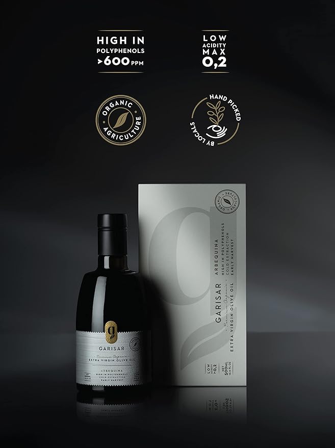 Garisar High In Polyphenol Premium Extra Virgin Olive Oil (>600 ppm), Low Acidity (max 0.2%)