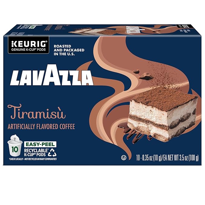 Lavazza Tiramisù Coffee, Single Serve Keurig K-Cup Pods, Flavored Coffee, 60-Count Box (6 Packs of