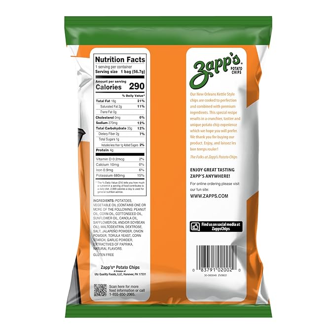 Zapp???New Orleans Kettle-Style Potato Chips Hotter ì°????Hot Jalapeno Flavor (2 oz Bags, 25