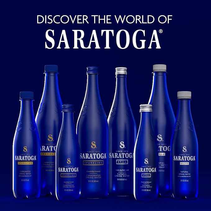 Saratoga Sparkling Water Bottles, 6-Pack - Carbonated Spring Bottled Water with Naturally Occurring