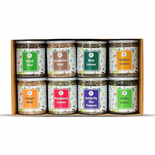 Loose Leaf Tea Set | Upto 450 Servings | Set of 8 teas for Wellness and Flavor Enthusiasts |