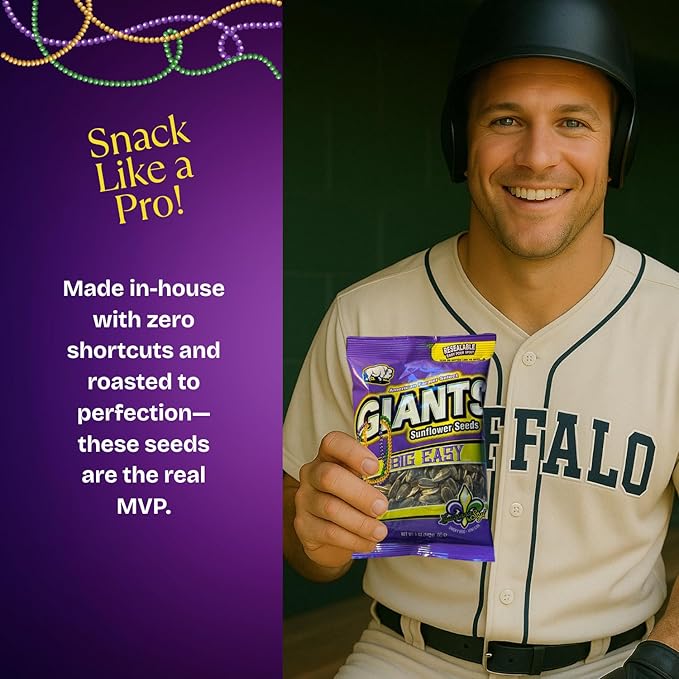 GIANTS Big Easy Sunflower Seeds - Sunflower Seeds to Eat, High Protein Snack, Smoky BBQ & Vinegar