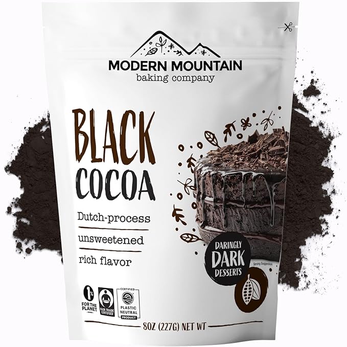 Black Cocoa Powder (8 oz) Bake the Darkest Chocolate Baked Goods, Achieve Rich Chocolate Flavor
