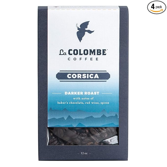 La Colombe Corsica Dark Roast Whole Bean Coffee - 12 Ounce, 4 Pack - Notes of Baker's Chocolate