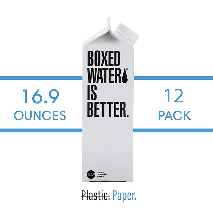 Boxed Water 16.9 oz. (12 Pack) – Purified Drinking Water in Plant-Based Cartons – BPA-Free