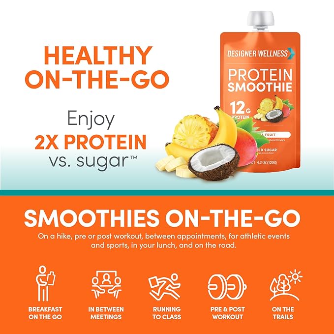 Designer Wellness Protein Smoothie, Real Fruit, 12g Protein, Low Carb, Zero Added Sugar