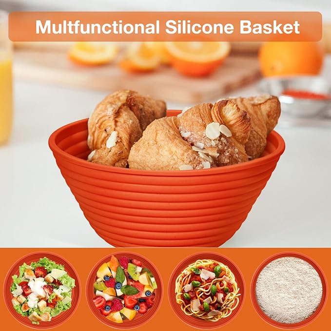 Silicone Banneton, Sourdough Bread Baskets (Set of 6, 5 Inch), Round Proofing Bread Bowls with