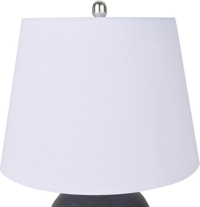 Nourison Home 23" Black Vintage Distressed Ceramic Pot Table Lamp for Bedroom, Living Room, End