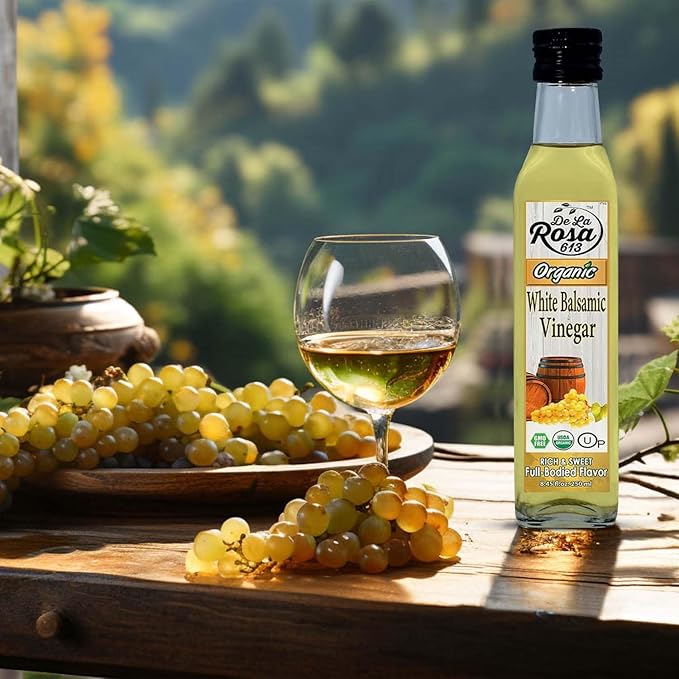 De La Rosa Organic White Balsamic Vinegar, Aged in Spanish Wood Barrels, Kosher for Passover, Vegan