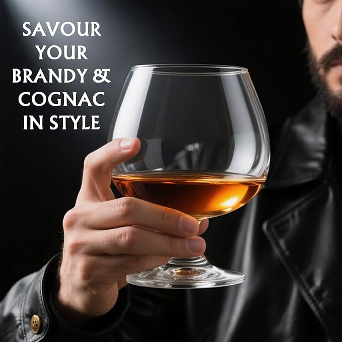 Physkoa 22 oz Large Brandy Snifter Glasses ??Set of 4 Short Stem Giant Brandy & Cognac Glasses for