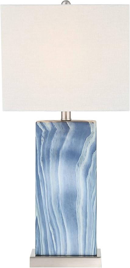 360 Lighting Connie Modern Table Lamps 25" Tall Set of 2 with USB Charging Ports Dimmers Blue Faux