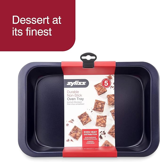 Zyliss E980190 Non-Stick Oven Tray | 30cm x 20cm | Carbon Steel | Dark Blue | Baking