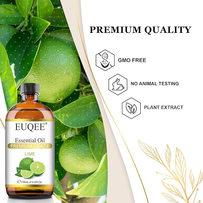 Lime Essential Oil 4fl oz Pure Lime Oil Essential Oil with Dropper for Diffusers, DIY Soap & Bath