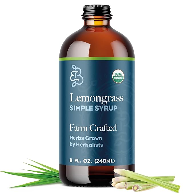 Bluestem Botanicals Organic Lemongrass Simple Syrup, 8 oz, Cocktail and Mocktail Mixer for Drinks