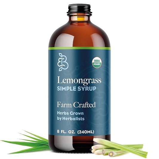 Bluestem Botanicals Organic Lemongrass Simple Syrup, 8 oz, Cocktail and Mocktail Mixer for Drinks