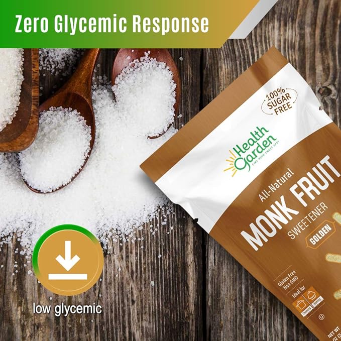 Health Garden Monk Fruit Sweetener, Golden - Non GMO - Gluten Free - 1:1 Sugar Substitute - Kosher