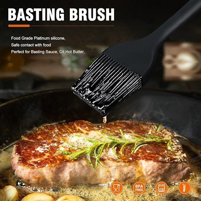 Walfos Silicone Pastry Brush, Heat Resistant Basting Brush Set, Perfect for Baking,BBQ