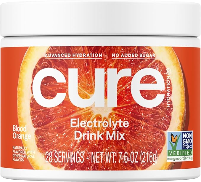 Cure Hydration | Plant-Based Electrolyte Drink Mix | No Added Sugar | Dehydration Relief Powder