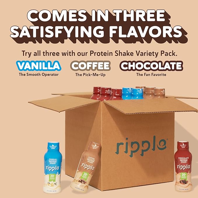 Ripple Coffee Plant Based Protein Shake | 20g of Quality Sourced Pea Protein, 100mg Caffeine