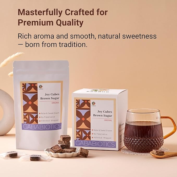 FOODHO GABA Joy Cubes Brown Sugar Cubes - Natural Dark Muscovado Sugar | Old Fashioned Pure Cane