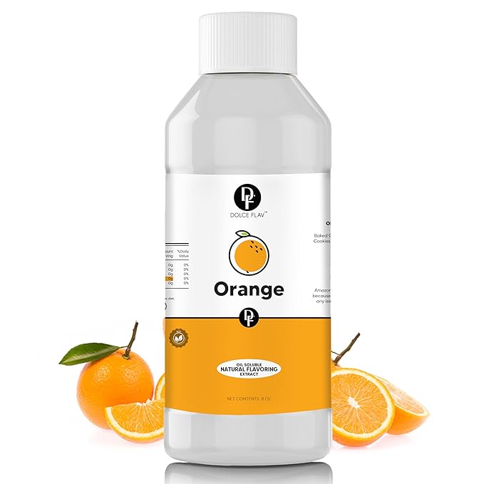 Dolce Flav Natural Orange Extract ??8 Ounce Oil-Soluble Kosher, Sugar-Free, Concentrated Citrus