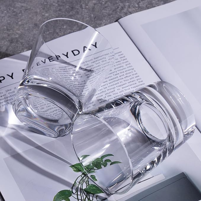 KAMMAK Crystal Whiskey Glasses Set of 2, Hand Blown 8.79oz Old Fashioned Glasses Stemless, Luxury