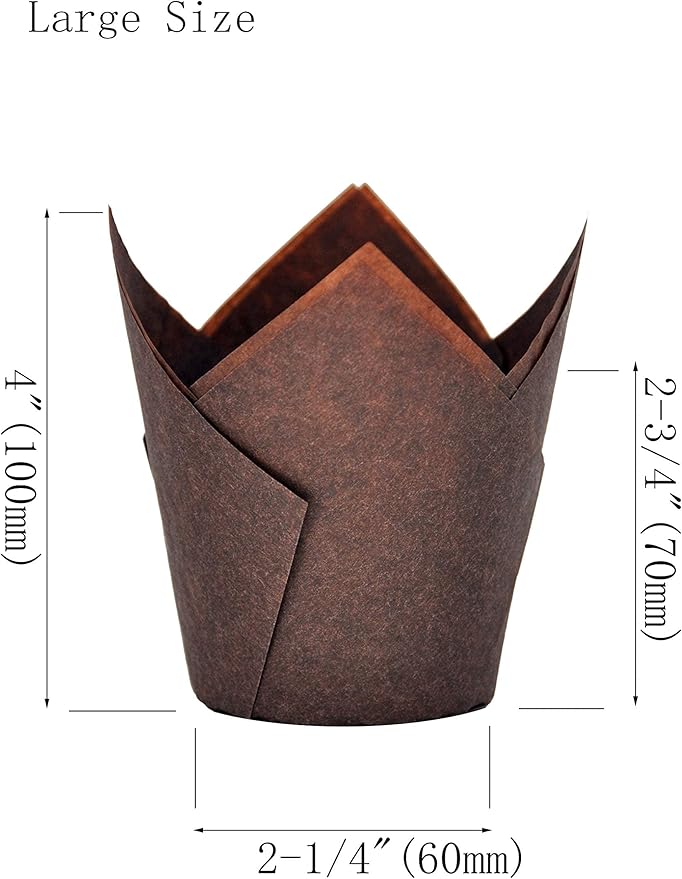 Large Greaseproof paper Wrappers Muffin Baking cupcake cups liners, 2-1/4" x 4" Natural,Brown,White