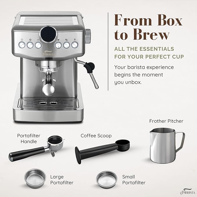 Espresso Machine 20 Bar with Steam Milk Frother | Stainless Steel Espresso Maker with Customizable