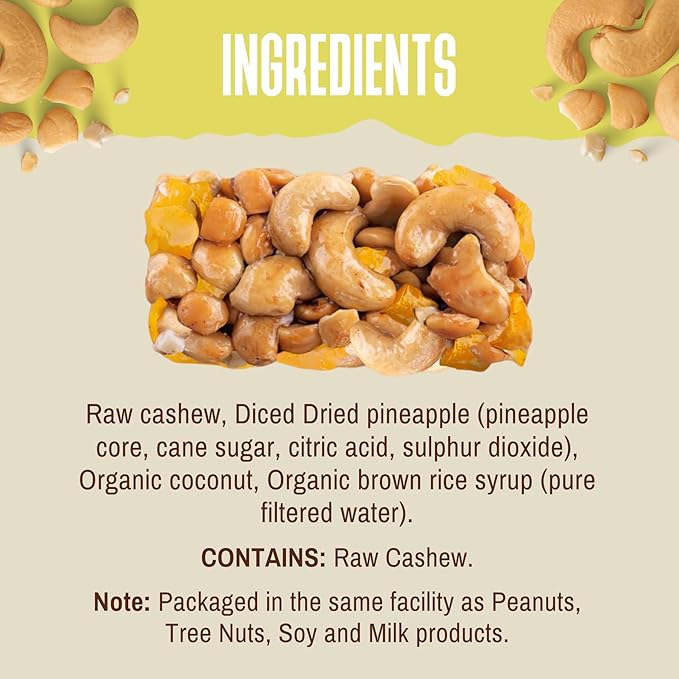 ToYou Chewy Fruit and Nut Bars - Healthy Protein Snacks | Piña Colada - 1.41 Ounce (Pack of 12) |